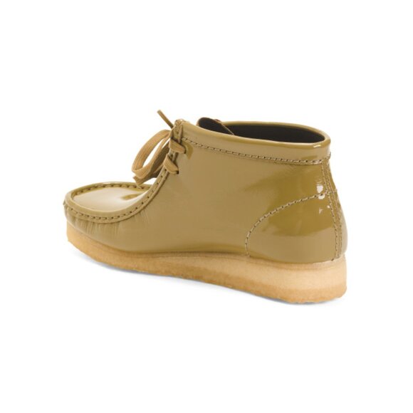 CLARKS Dark Olive Patent Leather Wallabee Boots - Picture 2 of 2